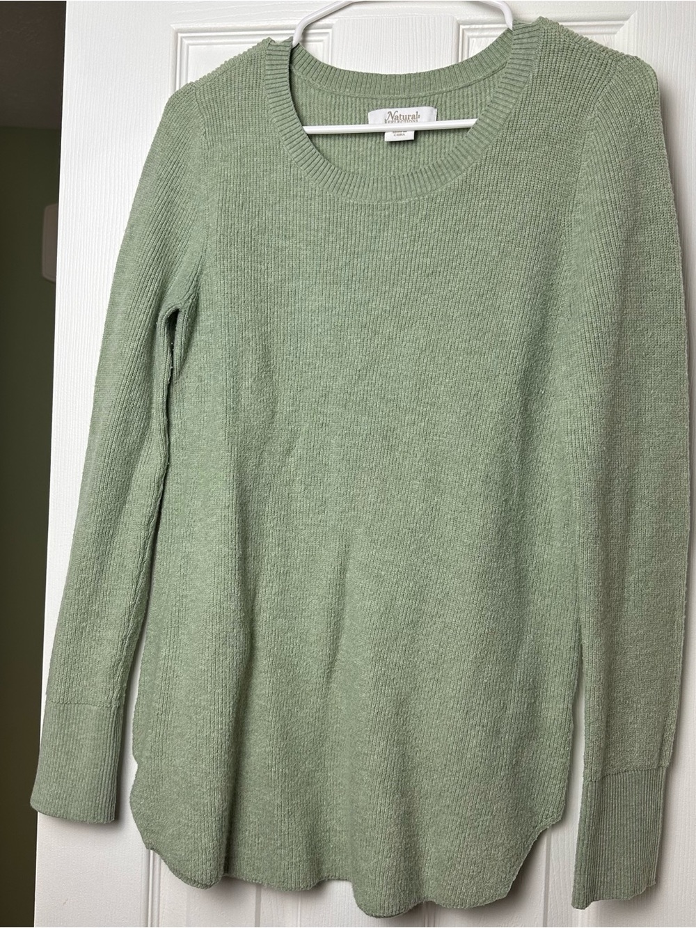 Natural Reflections Sage Green Scoop Neck Sweater